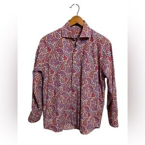 Alan Flusser Mens Paisley Print Multicolor Dress Shirt Size‎ Medium